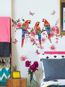 1 pieza Adhesivo decorativo de pared con loro, Vinilo autoadhesivo y removible para sala de estar, dormitorio, baño, decoración del hogar - Vinilos decorativos para pared - Ver 6