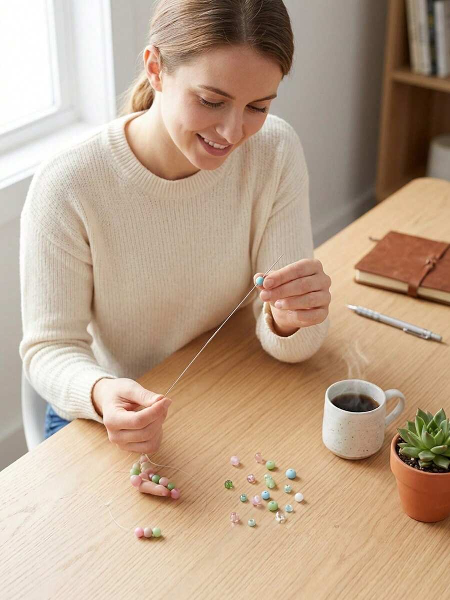 Kim xâu hạt có đầu mở bên hông, dụng cụ xỏ chỉ bằng thép không gỉ dùng để làm vòng tay, dây chuyền, trang sức thủ công DIY, các cỡ: 0.3mm/2 cái, 0.4mm/2 cái, 0.5mm/2 cái, 0.6mm/2 cái, 0.7mm/2 cái, 0.8mm/2 cái, 0.9mm/2 cái - Xem 1