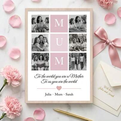 Personalised Mum Photo Print, Custom Mom Photo Collage Gift From Daughter Son, Mothers Day Gift