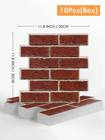 1/10/20 Tấm ốp tường giả gạch đỏ bằng PVC – Hình dán trang trí tường, kích thước 11.8" x 11.8", hình gạch 3D nhỏ, decal dán tường có vân, dễ dán, lắp đặt đơn giản, thích hợp cho phòng khách, lò sưởi, xe RV và nhiều nơi khác (Trang trí nội thất)