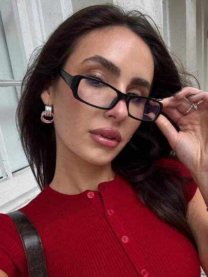 1pc Y2K Style Square Cute Casual Party Fashion Eyeglasses, Suitable For Summer Beach, Outdoor, Travel, Fashionable College Style