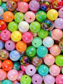 16mm Mixed Color New Acrylic UV Plated Solid Color Beads, DIY Jewelry, Phone Charm, Car Decor Accessories - Multicolor - View 9