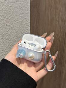 Funda de auriculares a prueba de golpes de TPU transparente con hebilla de metal - Celeste - Ver 2