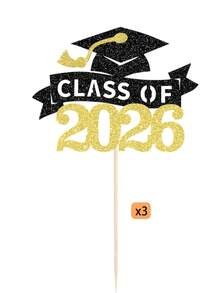 1 件/3 件 2025 毕业蛋糕装饰，祝贺 2025 毕业帽蛋糕装饰品，2025 毕业派对用品 - 彩色 - 查看 12