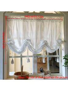 1/2pcs Sheer Curtain Panels, French Cream Voile Curtains, Lift-Up Curtain For Balcony, Transparent But Not See-Through, Suitable For All Seasons - 1PC - View 2