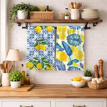 2/4/6pcs Dish Towel Set, Blue & White Porcelain And Lemon Print, Super Absorbent Microfiber Modern Dish Cloths, Cooking And Baking Tea Towels, Cleaning Rags, Hand Towels, Highly Soft And Absorbent, Kitchen Decor, Gifts For Neighbors, Mothers, Birthdays, Housewarming For Friends, Kitchen Essentials, Daily Necessities - Multicolor - View 1