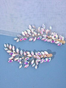 2件組女款奢華水晶髮夾，浪漫紫色水晶與鮮豔洋紅色髮夾，正式禮服與婚禮髮飾，適合夏季、海灘、節慶、生日 - 彩色 - 查看 3
