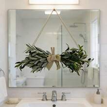 1 件人造橄榄叶花环挂钩，仿绿色植物悬挂装饰，适用于厨房、橱柜、餐厅墙壁和室内客厅入口 - 所有季节，最适合春季、复活节、感恩节、情人节、圣帕特里克节和斋月 - 牛角 - 查看 8