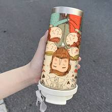 1个/5个装 500毫升 爸爸保温咖啡杯，带挂绳 - “父亲节快乐”毛衣领带不锈钢旅行杯，适合通勤、办公和日常饮用 - 香檳色 - 查看 2