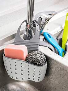 1 pieza Cesta de drenaje ajustable con caja de almacenamiento de silicona, estante colgante para fregadero, soporte para esponjas, cesta colgante para grifo, bolsa de almacenamiento de cocina, ideal para guardar esponjas y trapos de cocina - Multicolor - Ver 7