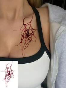 6张手部纹身贴纸，Y2K风格，性感胸部纹身贴纸，适合女性身体彩绘、节日、舞会、生日派对、化妆、角色扮演等场合。 - 彩色 - 查看 3