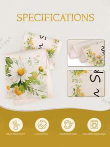 1件“暖春”印花桌布，多种尺寸可选，适用于家庭用餐、家居装饰、户外派对和餐厅装饰，是户外餐桌布置的完美礼物，质感类似亚麻布。 - 彩色 - 查看 7