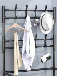5-Tier Over-The-Door Shoe Rack, Built-In Freestanding Shoe And Hat Rack, Bedroom, Living Room, Clothes Rack, Simple Storage Shelf, Freestanding Clothes And Hat Rack, Simple Over-The-Door Home Bedroom Shoe Rack, Built-In Shoe Rack, Clothes Hanging Rack, Bedroom Shoe Storage Rack - Black - View 7