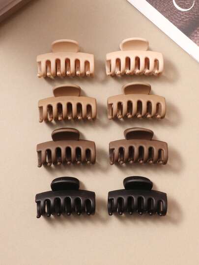 4pcs Amber, Coffee, Transparent Bone Claw Clips, Small Hair Claw, Casual Elegant Hair Clips For Women Beach Accessories Summer Outfits