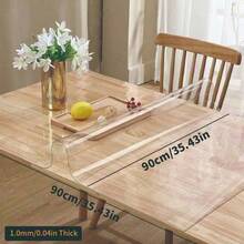 1pc 1.0mm Thick PVC Soft Glass Transparent Tablecloth, Waterproof And Dirt-Resistant, Easy To Clean, Elegant And Simple, Suitable For Home, Hotel, Restaurant Tables, Coffee Tables - White - View 100