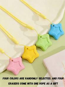 4pcs Anti-Drop Star-Shaped Random Color Erasers With String, Super Clean No Crumbs, Suitable For Students, Finding Small Items, Perfect For School Year Gifts - Multicolor - View 10