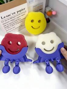 Cute Funny Drainage Sponge Holder With Drain Holes & Legs | 2026 New Creative 3D Printed Dish Sponge Storage Rack, Kitchen Sink Countertop Organizer, Cleaning Tool Plastic Stand - Face Sponge Holder - View 3