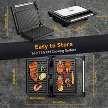 OSTBA 201 Stainless Steel Panini Grill Press, 1200 W Sandwich Maker, Panini Maker With Non-Stick Coated Cast Aluminum Plates, Fits 2 Slices Of Bread, 180-Degree Opening, Easy To Clean,Versatile Use - Default - View 5