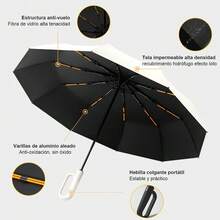 Travel Golf Folding Umbrella, 10 Ribs, Automatic Open/Close, Lightweight Portable Backpack, Outdoor Car Sunshade, Sun/Rain Protection, Anti-UV 99%, UPF 50 - Blanco - Ver 5