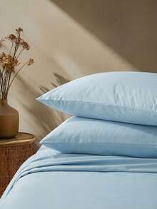 2 pièces Taies d'oreiller super douces de couleur unie, légères comme un nuage, avec fermeture enveloppe, certifiées Oeko-Tex - Bleu azur - Voir 4