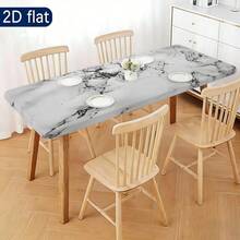 1件装弹力包边桌布，轻便可水洗，黑白大理石纹弹力桌布，现代简约设计，适合作为乔迁礼物、家居装饰、家庭聚会、户外装饰、节日庆典、室内/室外使用。 - 彩色 - 查看 8