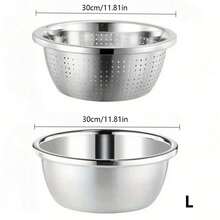 LAISONWARE 2 Packs Heavy-Gauge Stainless Steel Colander Set - Micro-Perforated Filter Bowls For Washing Vegetables, Fruits & Draining Pasta | Dishwasher & Rustproof | Spring Kitchen Organization Essential - Multicolor - View 11