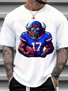 T Shirt Print ,Graphic-Cotton Tees Size Plus, Cartoon Round Neck Short Sleeve, [Free Shipping]Men's Buffalo Football Graphic T-Shirt - Bold Buffalo Player Design With Number 17, Lightweight Breathable 100% Cotton Crew Neck Tee In White/Blue/Red Colors - Sports Fan Apparel For Game Days, Casual Outfits & Casual Attire - Machine Washable Athletic Shirt, Summer Outfit, Sporty Look, Durable Material, Short Sleeve Top, Team Supportersfall Hoodies,Men's Fall Clothes,Street Wear,Halloween,Mens Hoodies,Y67k Clothes,Jesus Hoodie,Thanksgiving Day,Nightmare Before Christmas,Christmas,Y2K,Oversized Shirt Men,With Shirt,Summer Tops,Shirt Suitable - White - View 7