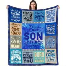 Personalized "Best Son Ever" Fleece Blanket - Perfect Gift For Dad On Birthday Or Any Special Occasion - Multicolor - View 12