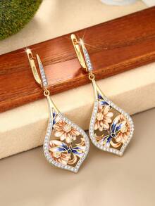 1 Đôi bông tai dáng dài đính đá Cubic Zirconia xinh xắn dành cho nữ, thích hợp làm quà tặng đám cưới, lễ đính hôn, tiệc tùng hoặc ngày Valentine. - 6 # - Xem 7