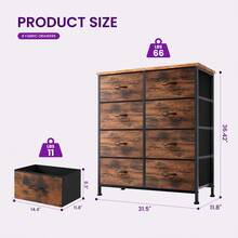Sweetcrispy Tall Dresser With 8 Fabric Drawers Organizer Units, Chest Of Drawers For Bedroom With Wooden Top - 棕色 - 查看 2