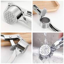 1pc Multi-Functional Aluminum Alloy Garlic Press, Manual Garlic And Ginger Squeezer, Kitchen Tool, Easy To Use, Sturdy Structure, No Electricity Required, Suitable For Manually Mincing Garlic, Chili, Onion, Salad, Kitchen Gadget - Multicolor - View 4