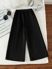 Quần ống rộng màu đen in hình bướm dễ thương cho bé gái, cạp chun giả, phù hợp cho bé 4-7 tuổi mặc hàng ngày và đi học. - màu đen - Xem 2