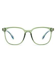 1 Pair Men's Green Square PC Frame Minimalist Solid Color Artistic Fresh Spring/Summer Personalized Flat Glasses - Grön - Visa 3