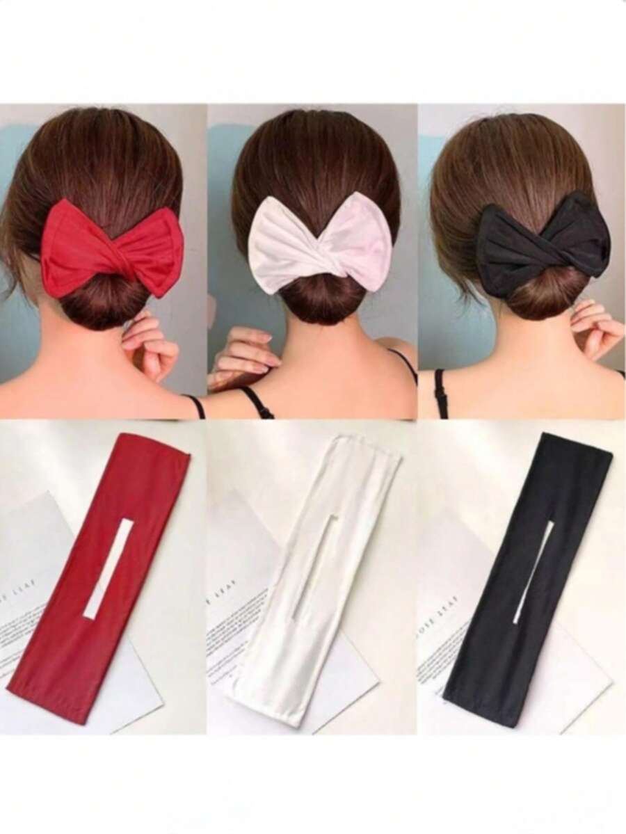 2件套慵懒发型造型工具，扭发髻器，蝴蝶结发饰 - 彩色 - 查看 1