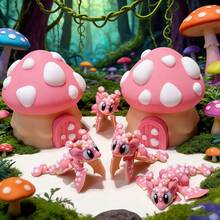 Figura de juguete de plástico de dragón de hongo adorable y lindo + modelo de casa de hongo, escultura de decoración de escritorio, regalo de cumpleaños o festivo - Multicolor - Ver 12