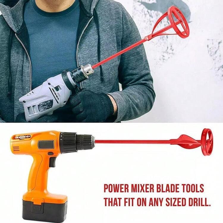 Mixing Paddle 80x400mm – Electric Drill/Screwdriver Attachment For Paint, Cement, And Epoxy Resin – Red - A - View 7