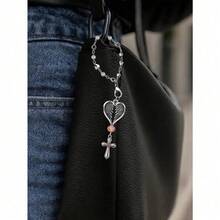 Guardian Heart Wing Cross Charm - Car/Steering Wheel/Handbag Pendant Silver Tone With Pink Crystal Elegant Decor For Auto Interior & Bag Accessory - A - 查看 3