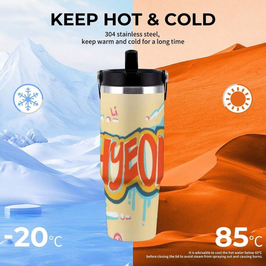 30oz  Ahyeon Stanley Style Tumbler Wrapped Graffiti SGRHO Mug - trắng - Xem 1