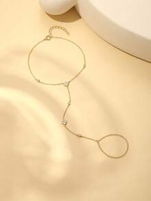 EleRunis 1 chiếc vòng tay/dây chuyền hình cỏ bốn lá nhỏ nhắn bằng bạc sterling 925 dành cho nữ, đính đá Cubic Zirconia, trang sức cơ thể đeo hàng ngày, thích hợp cho đám cưới, tiệc tùng, lễ đính hôn, kỷ niệm, ngày Valentine. - Vàng - Xem 3