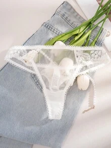 1 Conjunto de Sujetador y Braga de Mujer de unicolor con Cierre Delantero de Encaje, Cómodo - Blanco - Ver 6