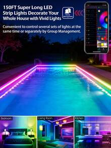 1pc Flexible RGB LED Neon Light Strip With Remote Control, Smart Lighting Modes, USB Powered, Length Options From 1m To 5m, Multi-Color Lighting For Christmas, Valentine's Day, Birthday Party Decoration, Suitable For Living Room, Bedroom And More - Multi-color light - View 7