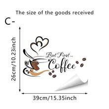 1pc "Kitchen Is The Heart Of The Home" Wall Decal Featuring Coffee Cups And Coffee Beans. Vinyl Wall Decal Suitable For Dining Rooms, Kitchen Cabinets, And Other Dining Room Decor. Removable And Waterproof. Home Decor Accessory. - Multicolor - View 14