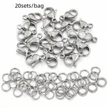 Bộ 20 món (20 móc cài hình càng cua, 40 khoen nối kín) bằng thép không gỉ, phụ kiện trang sức thời trang, không gây dị ứng và chống gỉ, bộ phụ kiện tự làm trang sức. - Bộ phụ kiện - Xem 15