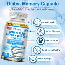 Brain Health Supplement - Suitable For Men And Women - Contains Ginkgo Biloba Extract To Support Healthy Memory, Focus, Immune System, And Sleep Quality - 120 Softgels - 1 chai - Xem 3
