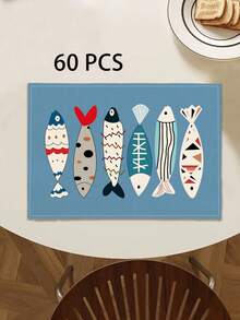 1/2/4/6/8pcs Digital Printed Placemats, Cartoon Fish Pattern Placemats For Daily Use, Festivals, Parties, Birthdays, Weddings, Dinners, Kitchen & Dining Room Decor - Multicolor - View 10