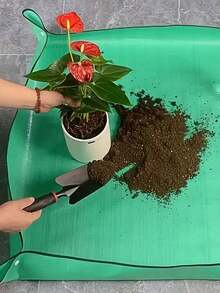 Tapete dobrável verde para transplante de plantas (1 unidade), ideal para plantas em vasos e suculentas em ambientes internos. Feito de PE espesso e impermeável, é fácil de limpar e tem tamanho grande. - A - Ver 6
