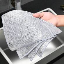 Bộ 10/20 khăn lau bằng sợi thép siêu nhỏ, khăn lau nhà bếp đa năng, miếng cọ rửa nhà bếp hai mặt có thể tái sử dụng, thích hợp để rửa chén bát, dụng cụ và đồ dùng nấu nướng mà không làm trầy xước. - bạc - Xem 1