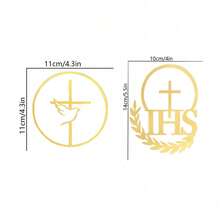 1pc/3pcs Gold Mirror Acrylic Cross Dove IHS Baptism Cake Toppers,For Baptism Communion Theme Party DIY Cake Dessert Decoration Supplies - Multicolor - View 10