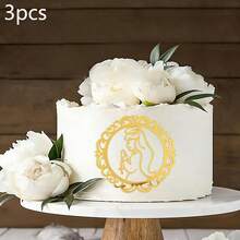 1pc/3pcs Gold Mirror Acrylic Cross Dove IHS Baptism Cake Toppers,For Baptism Communion Theme Party DIY Cake Dessert Decoration Supplies - Multicolor - View 17