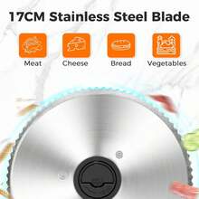 YASHE Foldable Electric Food Slicer, Adjustable Thickness 0–15mm, 6.7" Stainless Steel Blade, 150W Motor, Portable & Easy-To-Clean, Meat, Cheese, Bread, And Vegetable Slicer For Home Kitchen, Black,201 Stainless Steel - Default - View 2